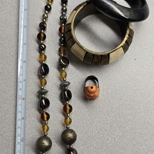 Boho Tribal Jewelry Set — Necklace, Bangles & Ring (Used)